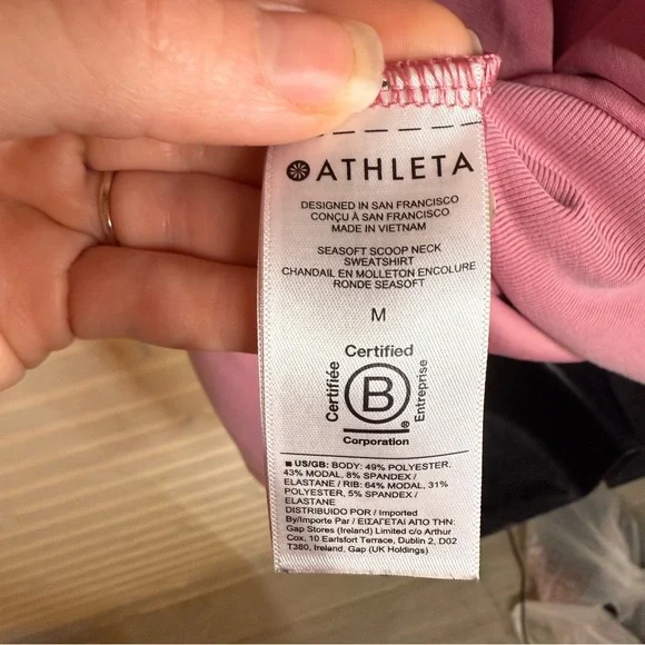 Athleta Pink Seasoft Scoop Neck Athletic Sweatshirt, Women’s Size Medium - Picture 7 of 8